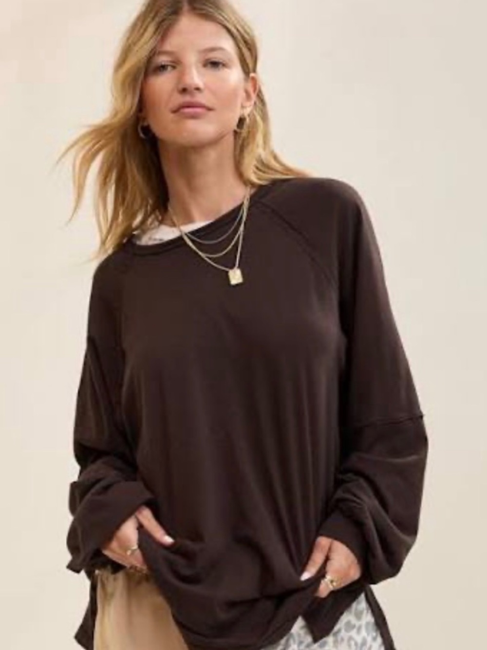 Aerie Cozy Long Sleeve Oversized Boyfriend T-Shirt - NWOT